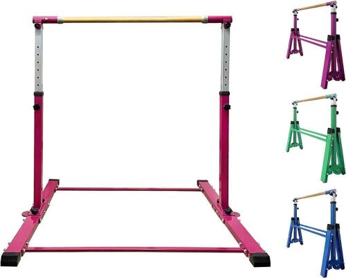 JC-ATHLETICS Foldable & Movable Gymnastic Kip Bar, Junior Training Bar, 3' to 5' Adjustable Height, 1-4 Levels, 260lbs Weight Capacity  - Lot 196