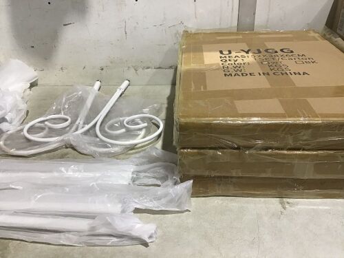 Lot of (4) White Decorative Garden Stake Plant Hangers, Set of 2  - Lot 759