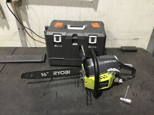 RYOBI 16 in. 37cc 2-Cycle Gas Chainsaw with Heavy-Duty Case - Engine Has Compression - Lot 544