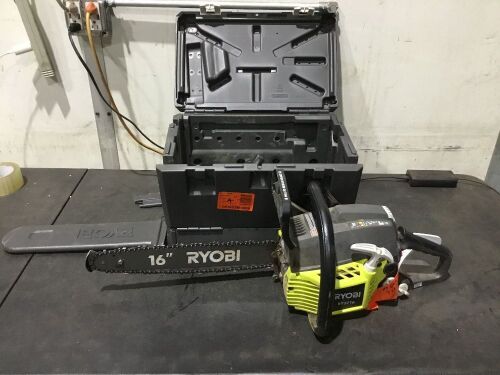 RYOBI 16 in. 37cc 2-Cycle Gas Chainsaw with Heavy-Duty Case - Engine Has Compression - Lot 1055