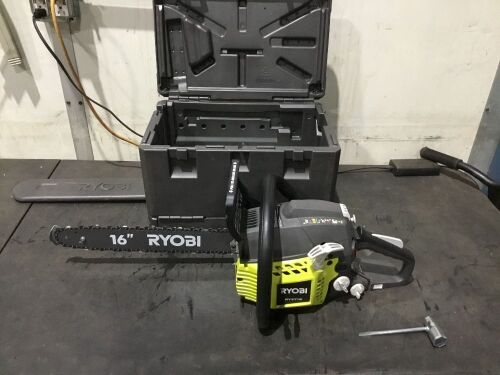 RYOBI 16 in. 37cc 2-Cycle Gas Chainsaw with Heavy-Duty Case - Engine Has Compression,  Not Tested Further - Lot 147