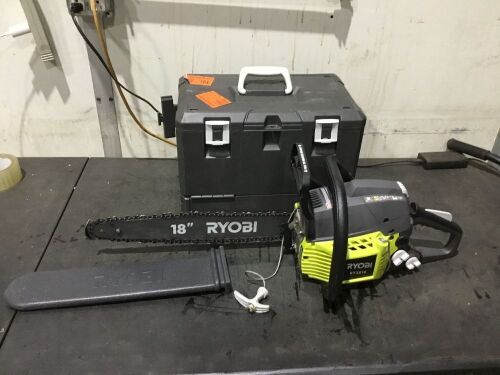 RYOBI 18 in. 38cc 2-Cycle Gas Chainsaw with Heavy Duty Case - For Parts or Repair - Lot 228