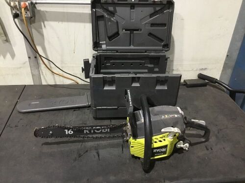 RYOBI 16 in. 37cc 2-Cycle Gas Chainsaw with Heavy-Duty Case - Engine Has Compression, Not Tested Further - Lot 586