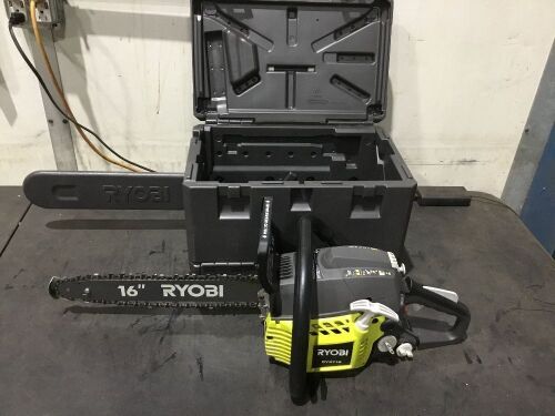 RYOBI 16 in. 37cc 2-Cycle Gas Chainsaw with Heavy-Duty Case - Engine Has Compression, Not Tested Further - Lot 1053