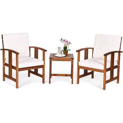 3 Piece Acacia Wood Patio Bistro Set  - Lot 199