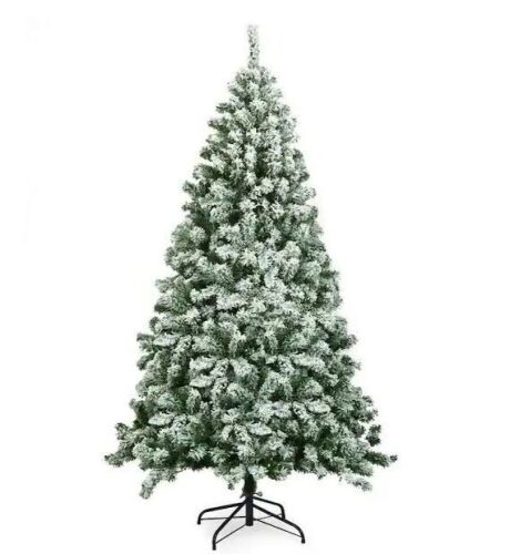6 ft. Unlit Snow Flocked Hinged Pine Artificial Christmas Tree - Lot 642