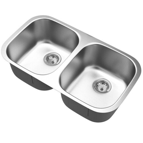 32-1/2" Stainless Steel Double Bowl Kitchen Sink - Lot 843