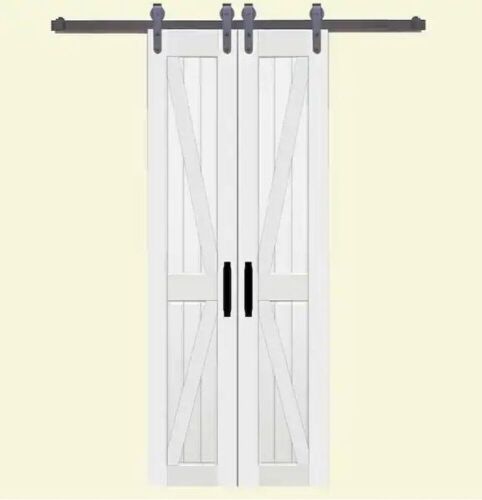 36 in. x 84 in. Board and Batten Composite PVC White Split Sliding Barn Door with Hardware Kit - Lot 42