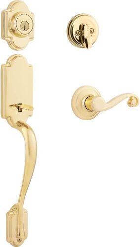 Kwikset Arlington Single Cylinder Handleset w/Lido Lever featuring SmartKey in Lifetime Polished Brass  - Lot 74