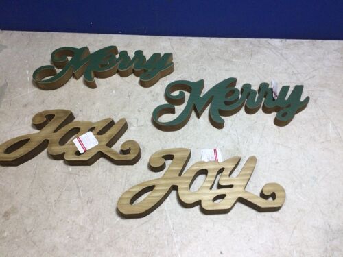  Lot of (2) Wood "Merry" & (2) Wood "Joy" Decorative Signs - Lot 869