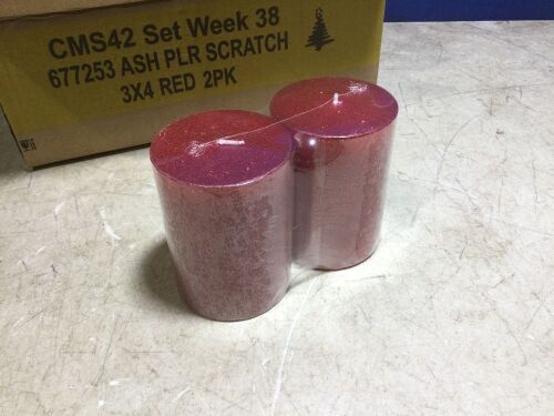 Case of (8) Red Sparkly Pillar Candles, 2.95" x 4" - Lot 1035