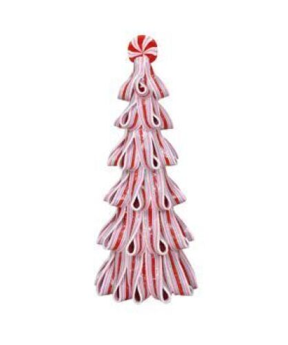 Case of (2) 11" Candy Striped Tabletop Clay Christmas Tree  - Lot 1043