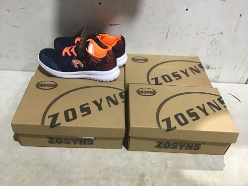 Lot of (4) ZOSYNS Kids Velcro Mesh Breathable Sneakers - Lot 581