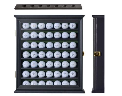 49 Golf Ball Display Holder Cabinet Case w/98% UV Protection, Lockable - Lot 762