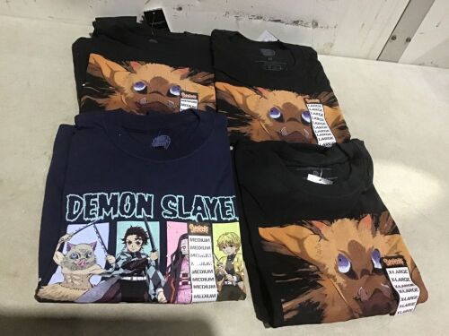 Lot of (4) Demon Slayer T-Shirts  - Lot 887