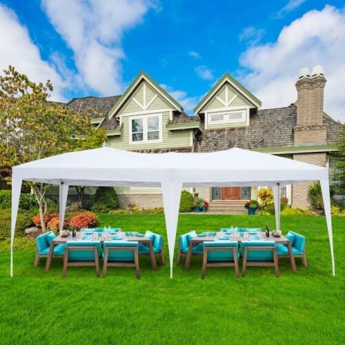10' x 20' Pop Up Wedding Party Tent Folding Gazebo Beach Canopy W/ Carry Bag-White  - Lot 121