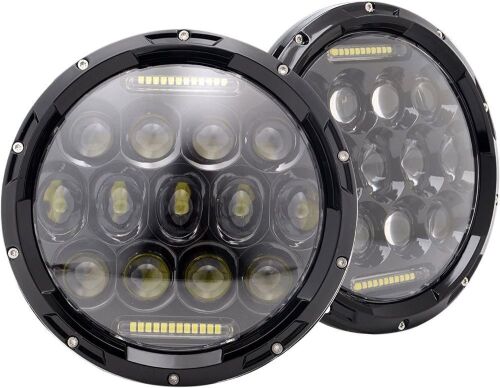 TURBO SII Pair 7 Inch Round Black Led Headlights With DRL Hi/lo Beam - Lot 282