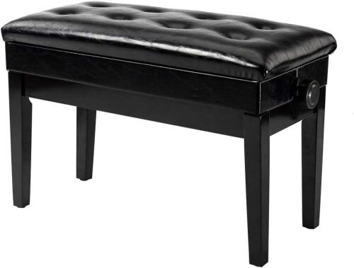 Bonnlo Adjustable Duet Piano Bench with Storage, Black Faux Leather - Lot 210