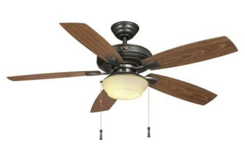 Hampton Bay Gazebo 52 in. LED Indoor/Outdoor Natural Iron Ceiling Fan with Light Kit - Lot 99