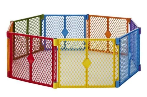 Toddleroo by North States Superyard Colorplay 8 Panel Freestanding Gate - Lot 918