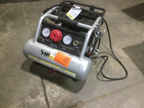 Husky 1 Gal. Portable Electric-Powered Silent Air Compressor - Air Leaking from Line Out Valve  - Lot 983