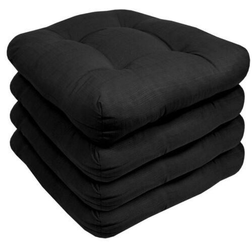 Patio Cushions Outdoor Chair Pads Thick Fiber Fill Tufted 19" x 19", Set of 4  - Lot 1061
