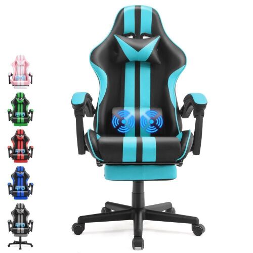 Ferghana Gaming Ergonomic Massage Chair with Lumbar Pillow, Headrest - Lot 1081