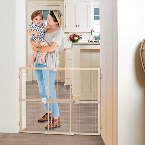 Toddleroo By North States 50" Wide Quick Fit Wire Mesh Baby Gate, Fits 29.5"- 50" Wide, 32" Tall - Lot 1064