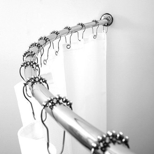 BINO Expandable Curved Shower Curtain Rod, Polished Chrome - 48" to 72" - Lot 773
