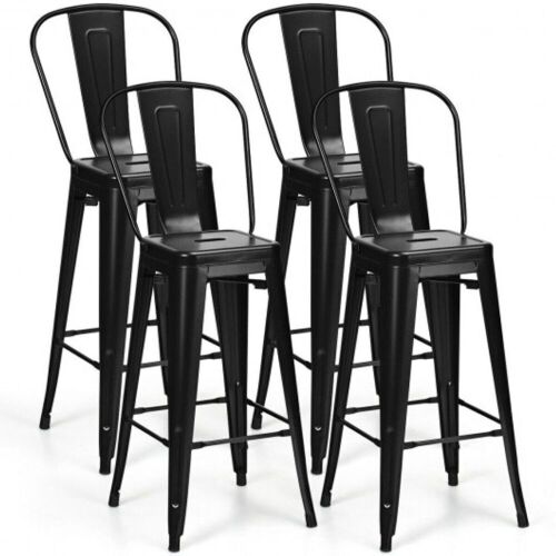 30" High Back Metal Industrial Bar Stools, Set of 4  - Lot 380
