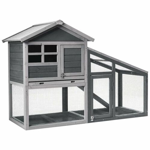 56.5" Wooden Pet Hutch with Pull out Tray and Ramp - Lot 894