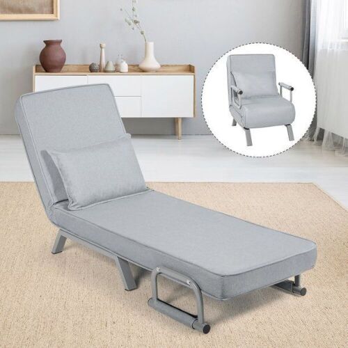 Folding 5 Position Convertible Sleeper Bed Armchair Lounge w/ Pillow  - Lot 942