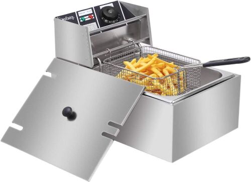 ZOKOP 6L Countertop Stainless Steel Electric Deep Fryer w/Basket, 2500W  - Lot 1077