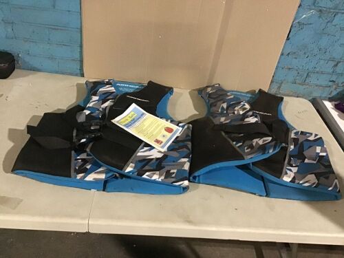 Lot of (2) Airhead Men's Camo Cool Neolite Kwik-Dry Life Jackets - Need Deep Cleaned - Lot 1134