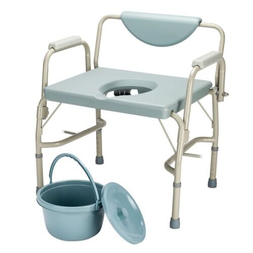 Heavy Duty Drop Arm Medical Beside Commode Chair with Safety Steel Frame, Adjustable Height, 550lb Capacity  - Lot 967