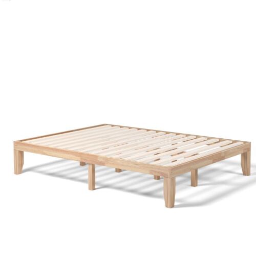 Lot of (2) Queen Size 14'' Wooden Bed Frame Mattress Platform Wood Slats Support Natural - Lot 514