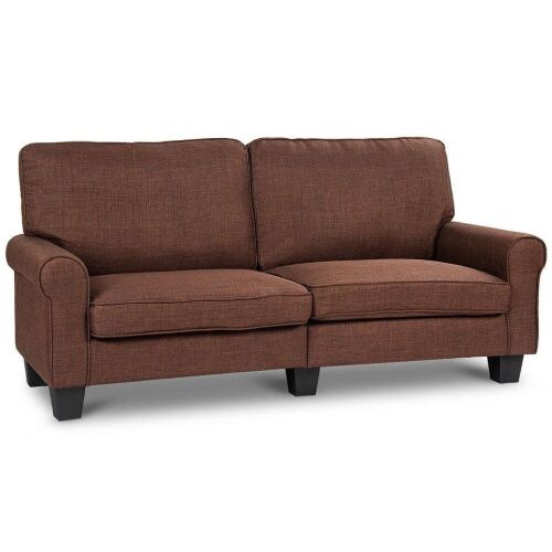 Upholstered Curved Armrest Fabric Sofa - Stock Pic Color Not Exact - Lot 70