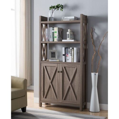 ID USA Dark 2-Shelves Taupe Bookcase  - Lot 36