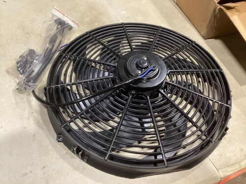 Electric Radiator Cooling Fan Cooler Heavy Duty Wide Curved 10 S Blades 12V 3000 CFM Reversible Push or Pull - Lot 337