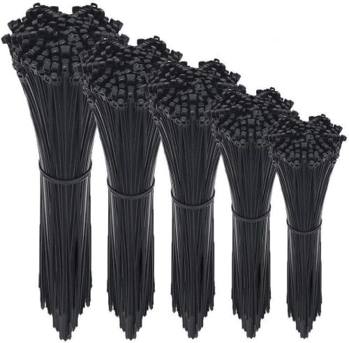 Nylon Cable Zip Ties, 500 Pack Self-Locking, 4/6/8/10/12-Inch Width (100/ea) - Lot 724