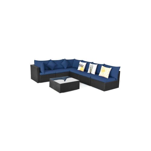 7 Pieces Patio Rattan Sectional Conversation Furniture Set  - Lot 50