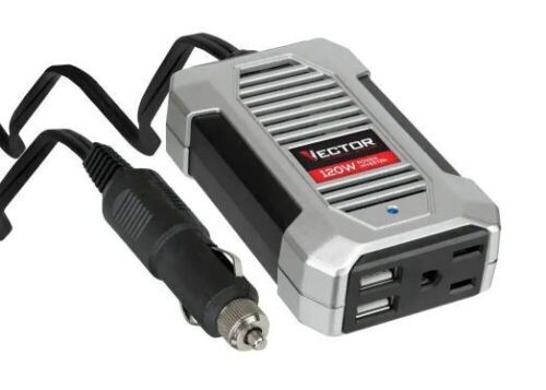 Vector 120 Watt Power Inverter, 12V DC, 120V AC, Dual USB Charging Ports - Lot 546
