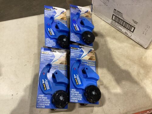 Lot of (4) 3M ScotchBlue Blade Masking Tape Blue & Black & Paper Dispenser - Lot 1032