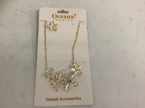 Oceana Flower Necklace, Missing One Earring, E-Commerce Return - Lot 486