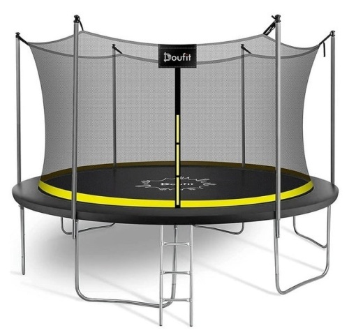Doufit 12FT Trampoline for Kids and Adults, Trampoline with with Enclosure Net, Ladder and Waterproof Jump Mat, May be missing hardware - Lot 104