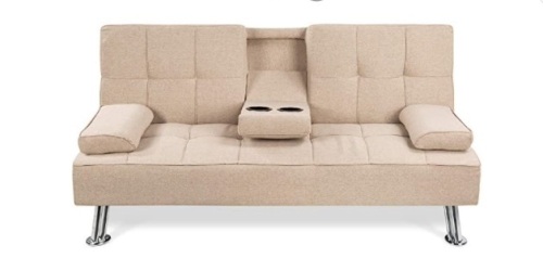 inen Upholstered Modern Convertible Folding Futon Sofa Bed - Lot 109
