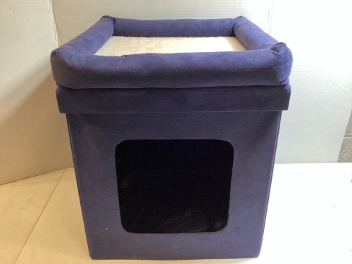 Collapsible Cube Cat Bed, Blue - Lot 145