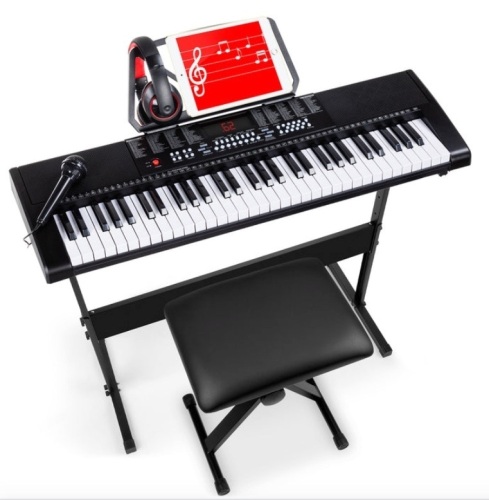 61-Key Beginners Electronic Keyboard Piano Set w/ 3 Modes, Microphone - Lot 148