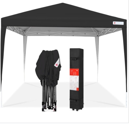 Outdoor Portable Pop Up Canopy Tent w/ Carrying Case, 10x10ft, Black, May Be Missing Hardware - Lot 150