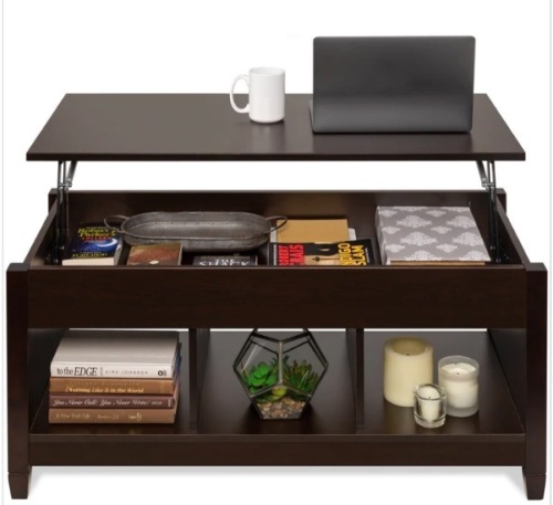 Multifunctional Lift Top Coffee Table w/ Hidden Storage, 3 Cubbies - Lot 171